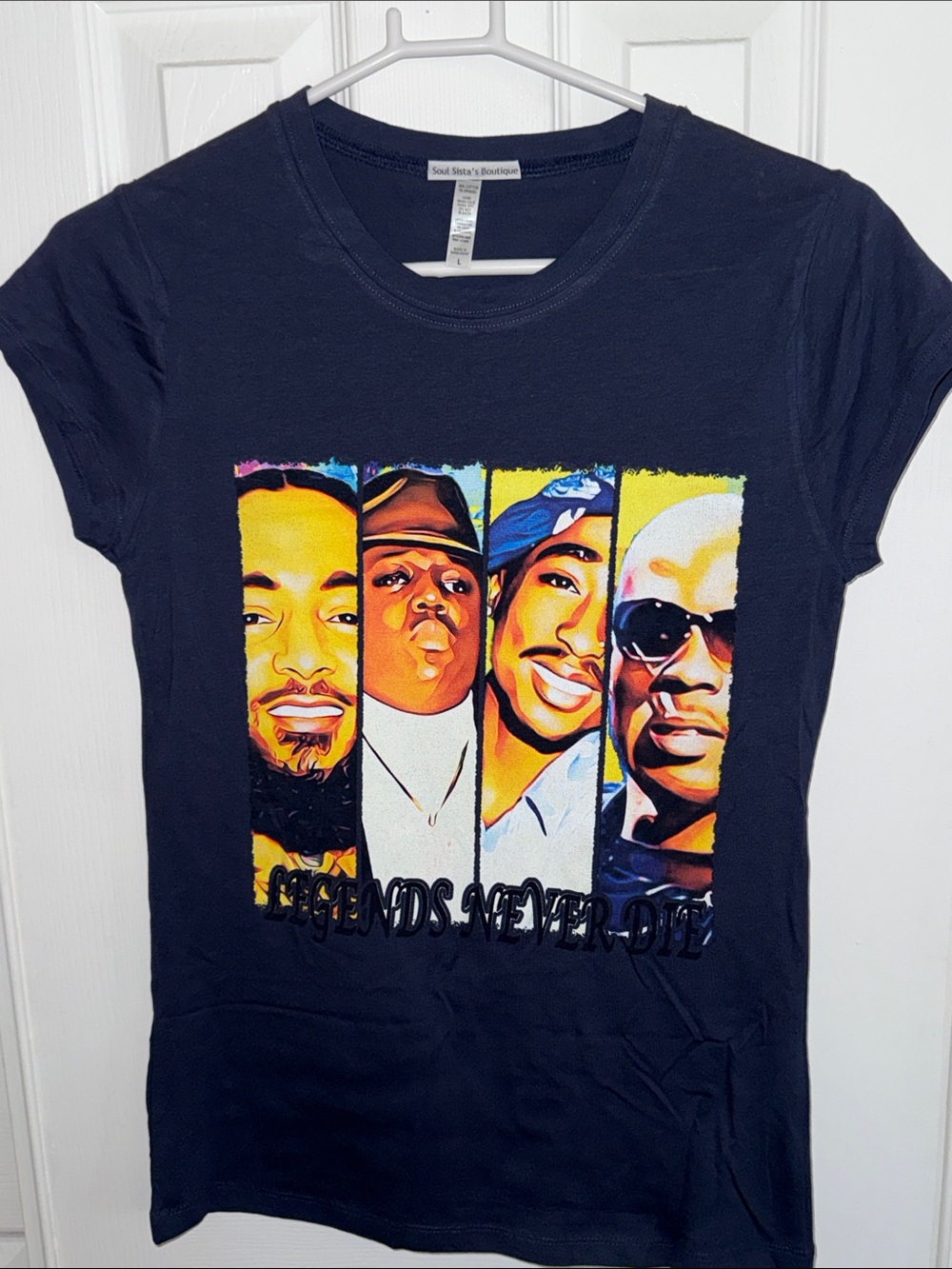 Reserved Navy Short-Sleeve Tee with Colorful Hip-Hop Portrait Graphic - Picture 4 of 5